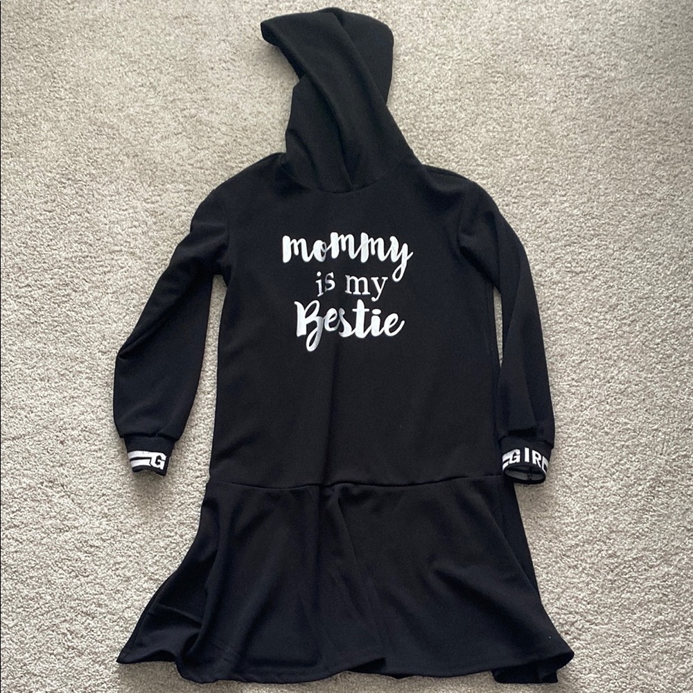 Black Hoodie Dress with 'Mommy is my Bestie' Print